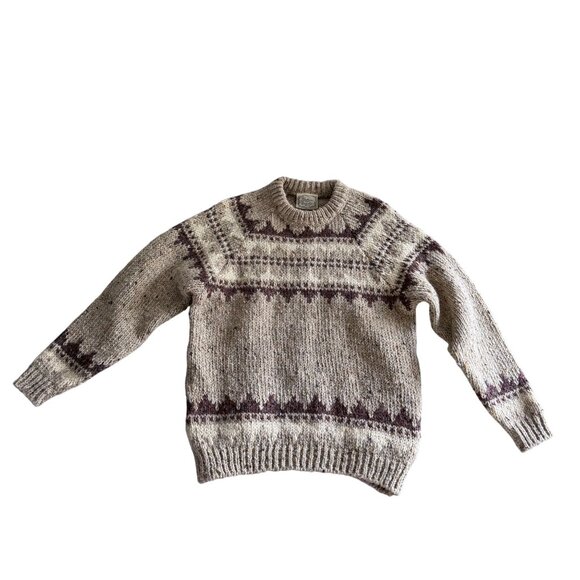 VTG Gaeltarra Fair Isle Wool Knit Pullover Crewneck Sweater Women's 36 Cream - Picture 2 of 7